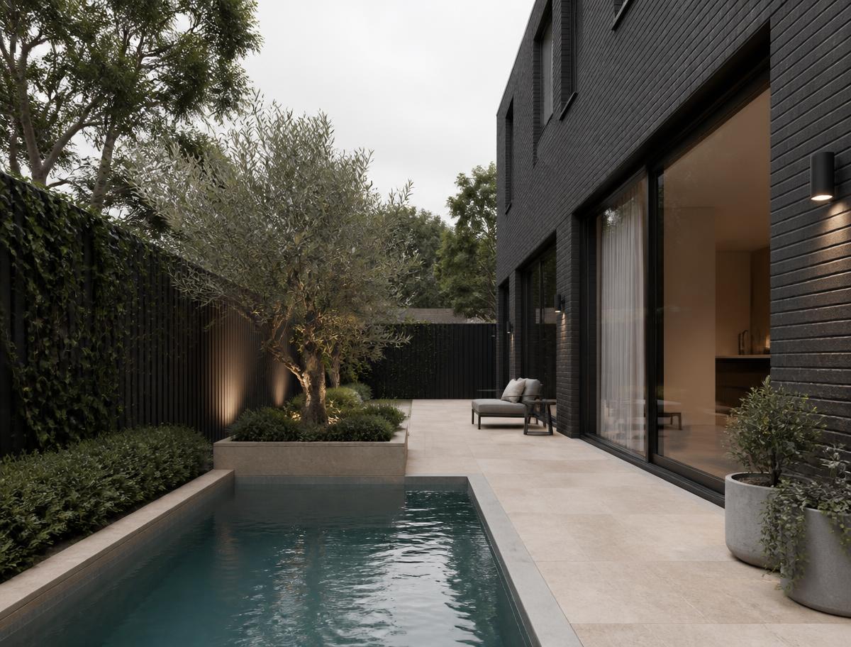 Rendering van zwembad Ovalis Court 8 in Maastricht